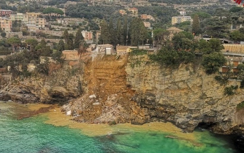 Landslide in the cemetery of Camogli village sent 200 coffins into the sea - Vigili del fuoco-DAPRESS / SplashNews.com