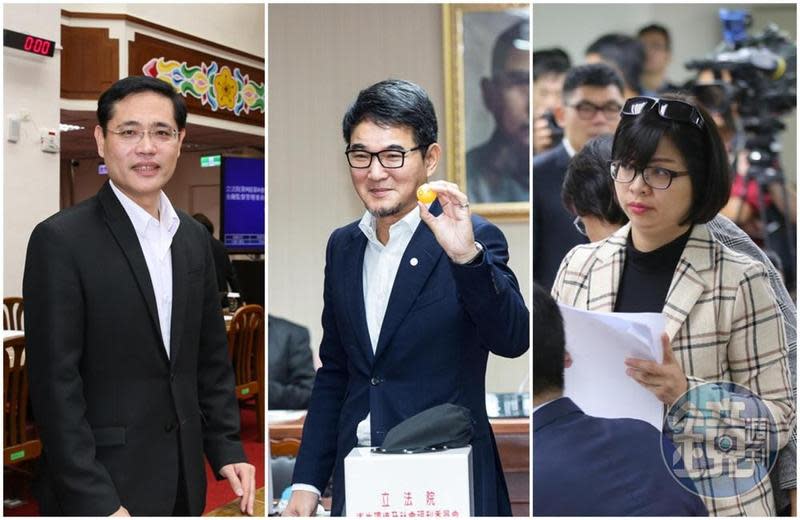 民進黨立委林淑芬（右起）、劉建國、江永昌去年12月24日在立法院萊豬法案表決時跑票。（本刊資料照）