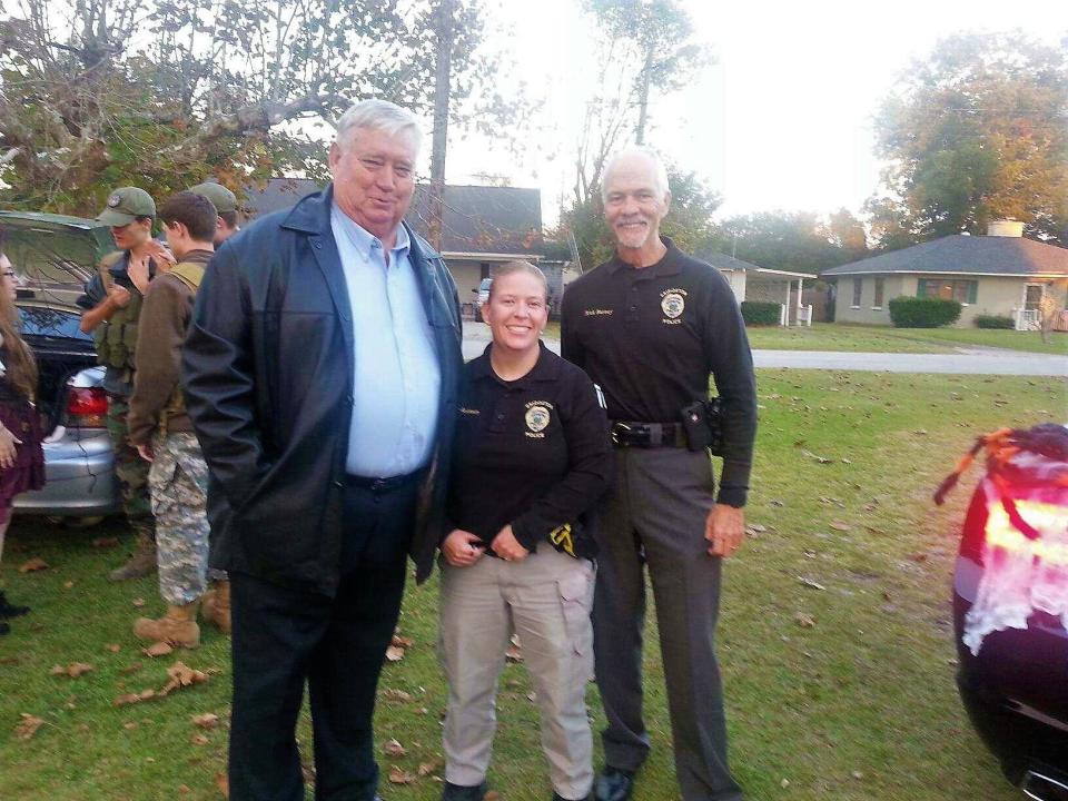 Bridgeton Mayor Rodman Williams with Captain Kate Johnson and Chief Rick Barney of the Bridgeton Police Department.