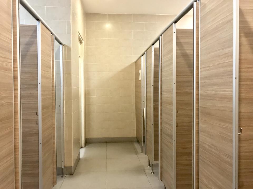 A toilet within an office building