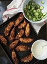 <p>Think you're too grown up for chicken tenders? This adult version of your childhood fave will have you rethinking that tenders are just for kids.</p><p>Get the <strong><a href="https://www.delish.com/cooking/recipe-ideas/recipes/a43621/ranch-chicken-strips-lemony-yogurt-cucumber-salad-recipe/" rel="nofollow noopener" target="_blank" data-ylk="slk:Crispy Ranch Chicken Strips with Lemony Yogurt and Cucumber Salad recipe;elm:context_link;itc:0;sec:content-canvas" class="link ">Crispy Ranch Chicken Strips with Lemony Yogurt and Cucumber Salad recipe</a></strong>. </p>