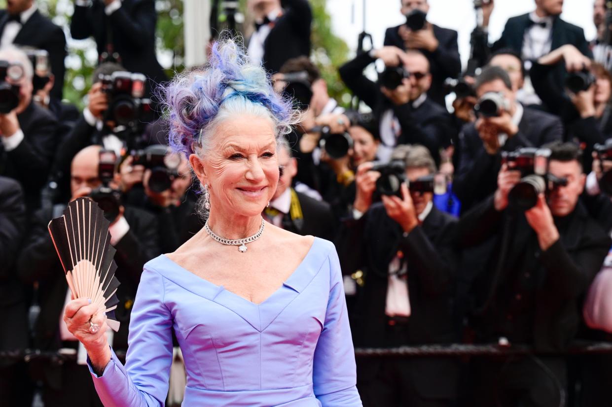 Helen Mirren attends the "Jeanne du Barry" Screening & opening ceremony red carpet at the 76th annual Cannes film festival at Palais des Festivals on May 16, 2023 in Cannes, France.