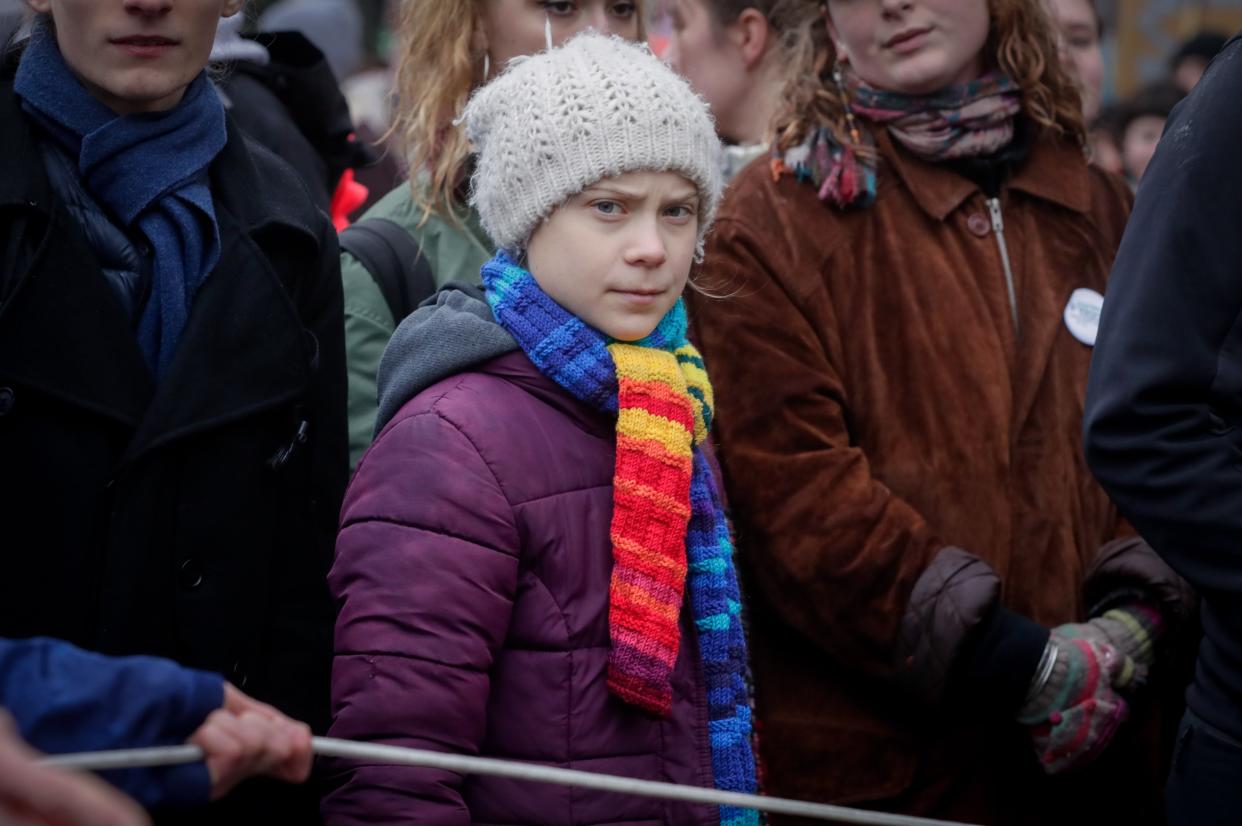 Swedish climate activist Greta Thunberg criticised UK government policy on pesticides and coal mines (EPA)