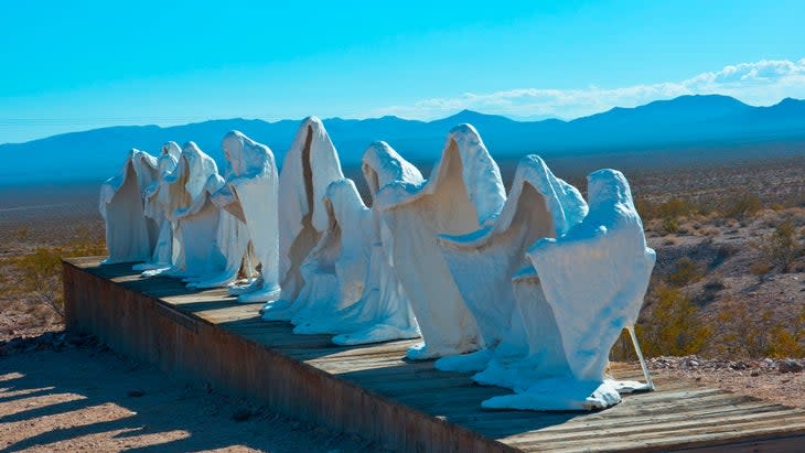 Nevada, Rhyolite, Ghostly Last Supper sculpture