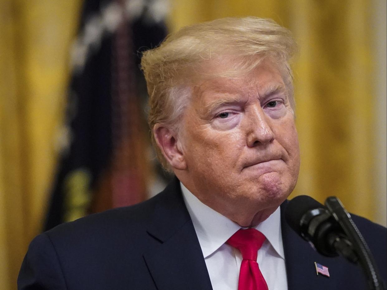 <p>President Donald Trump speaks in the East Room of the White House during an event with US mayors on 24 January 2020 in Washington, DC</p> ((Getty Images))