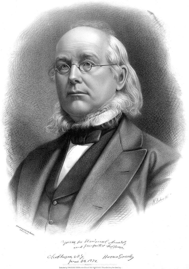 New York Herald Tribune editor Horace Greeley, who would travel to the Town of Mitchell to see relatives in the township, believed in Fourierism, a form of a communal living.
