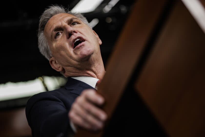 WASHINGTON, DC - DECEMBER 03: House Minority Leader Kevin McCarthy (R-CA) speaks during his weekly press conference at the U.S. Capitol on December 3, 2021 in Washington, DC. Leader McCarthy criticized the Biden Administration and House Democratic leaders for their lack of ability to get anything done during the first year despite controlling both the White House and Congress. (Photo by Samuel Corum/Getty Images)