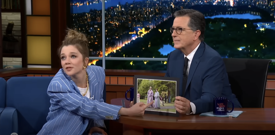 Claudia Jessie and Stephen Colbert on "The Late Show"