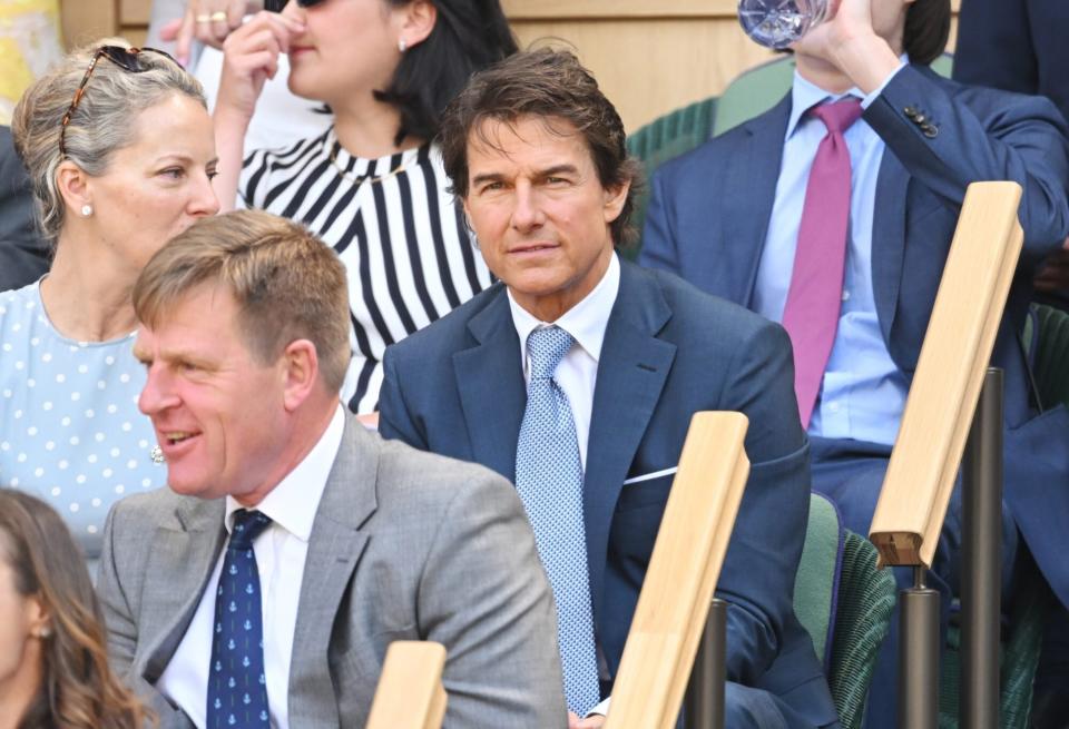 LONDON, ENGLAND - JULY 09: Tom Cruise at All England Lawn Tennis and Croquet Club on July 09, 2022 in London, England. (Photo by Karwai Tang/WireImage)