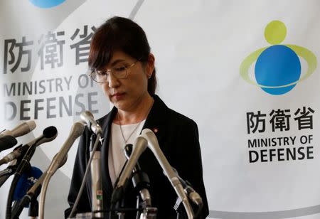 Japan's Defence Minister Tomomi Inada announces her resignation during a news conference at the Defence Ministry in Tokyo, Japan July 28, 2017. REUTERS/Kim Kyung-Hoon