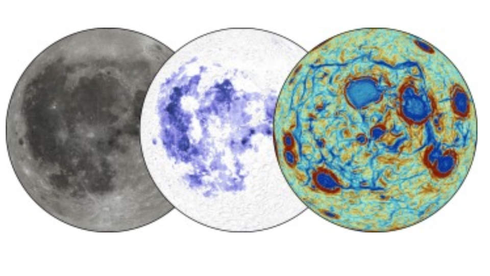 Three diagrams of the moon, slightly overlaid.