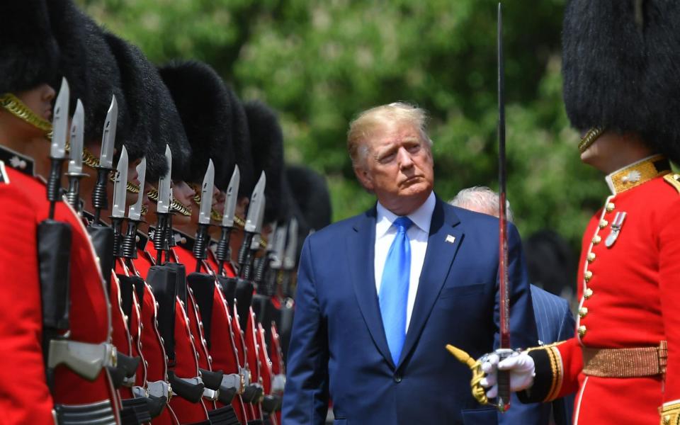 Donald Trump at a Buckingham Palace welcoming ceremony during the state visit - MANDEL NGAN / AFP