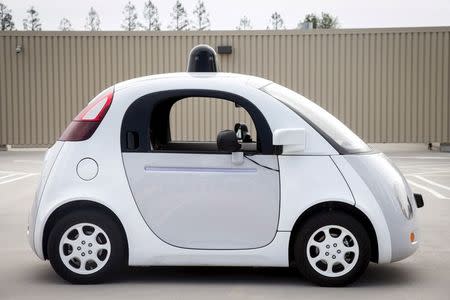 A prototype of Google's own self-driving vehicle is seen during a media preview of Google's current autonomous vehicles in Mountain View, California in this September 29, 2015 file photo. REUTERS/Elijah Nouvelage/Files