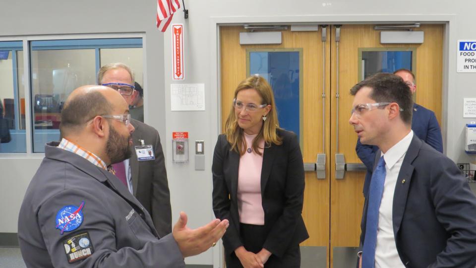 Department of Transportation Secretary Pete Buttigieg tours the County College of Morris Advanced Manufacturing and Engineering Center with Rep. Mikie Sherrill, followed by a forum to discuss the $1.2 trillion infrastructure bill.