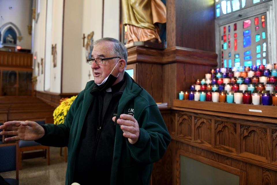 The Rev. Ed Gretchko St. talks about the Dymphna National Shrine at St. Mary's Church in Massillon in October 2020.