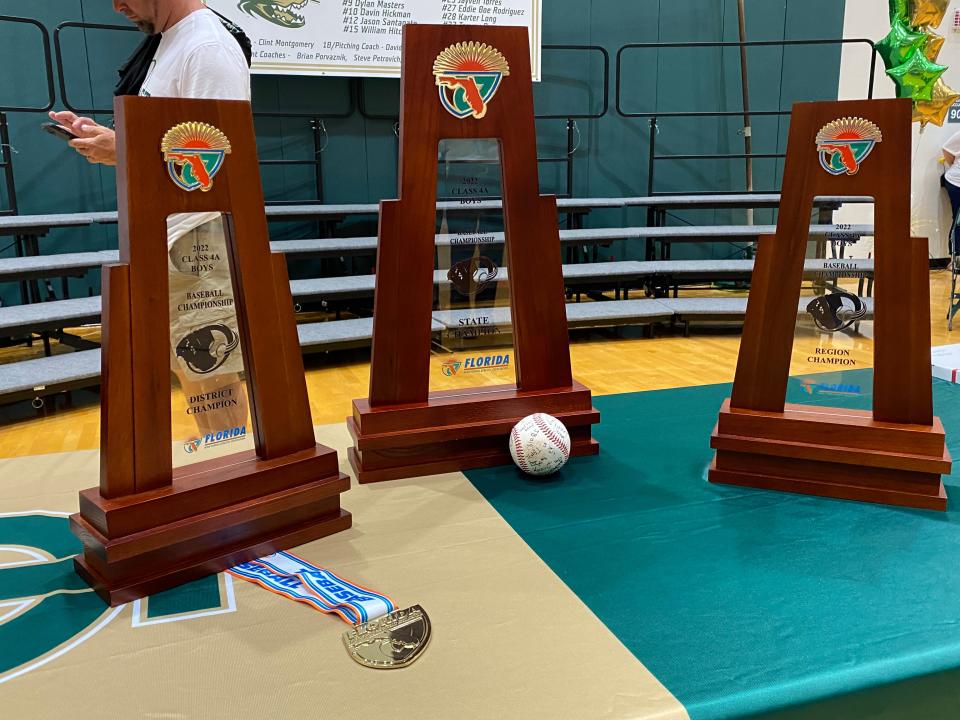 Island Coast High School holds a pep rally celebrating the school's baseball team, which won the first state championship for a public school in Lee County history on May 25, 2022.