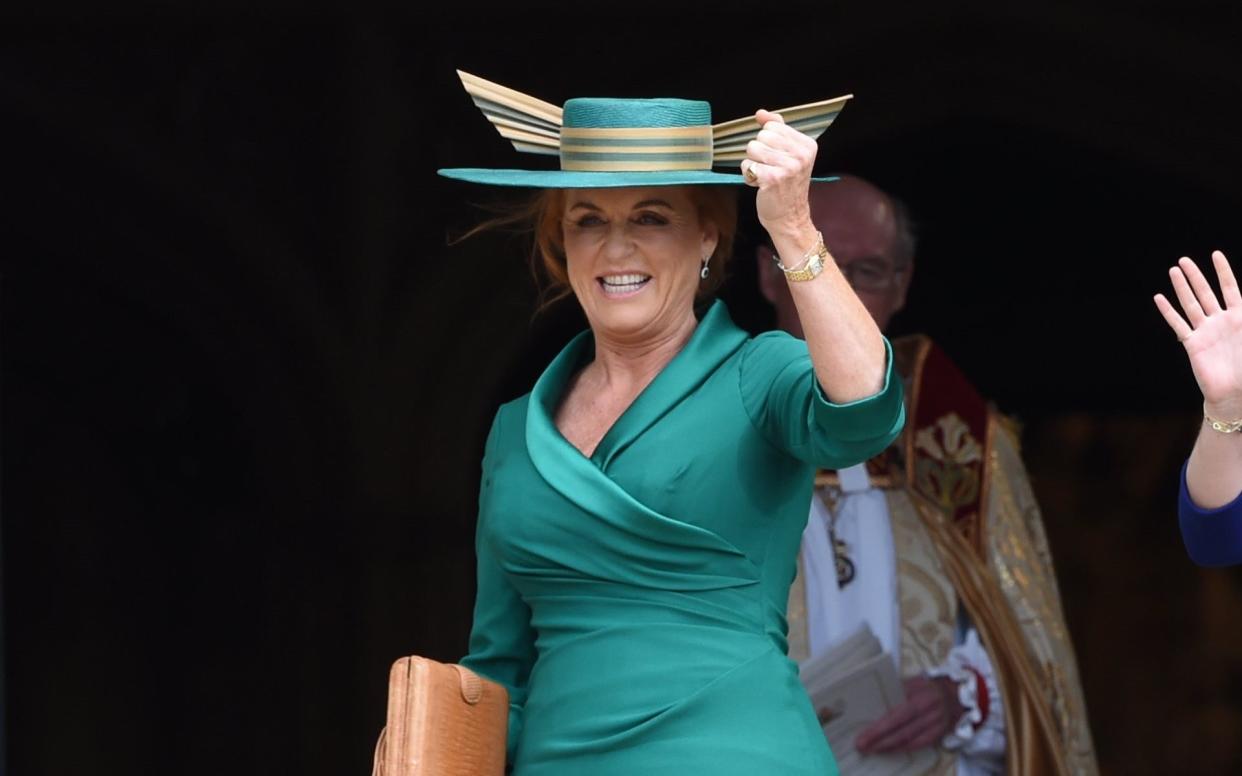 Sarah, Duchess of York, at the wedding of Princess Eugenie to Jack Brooksbank in 2018 - Getty