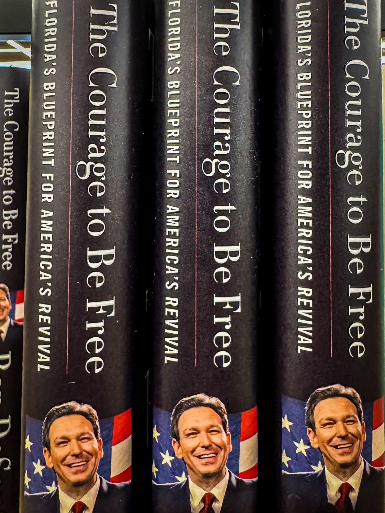 Copies of Gov. Ron DeSantis' campaign-bio book, "The Courage to be Free."
