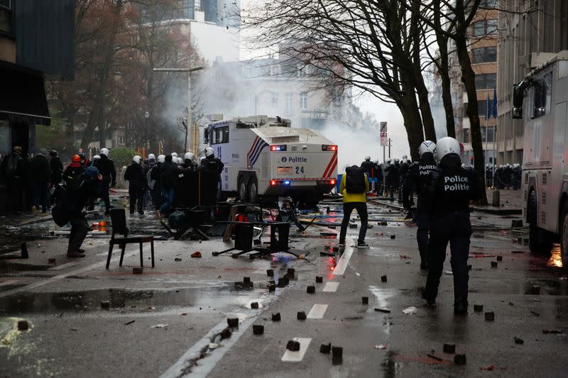 Protest against Belgium's COVID-19 restrictions, in Brussels