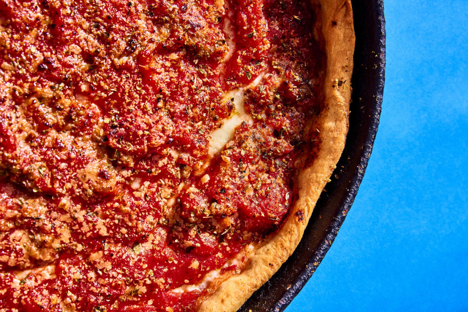 Italian sausage deep-dish pie at My Pi Pizza in Chicago. (Photo for The Washington Post by Jason Little)