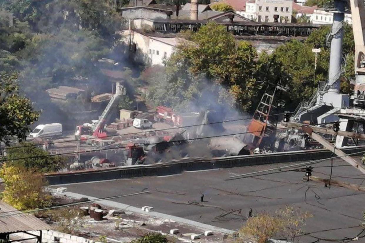 View of a damaged Russian ship following a Ukrainian missile attack on Sevastopol, Crimea (via REUTERS)