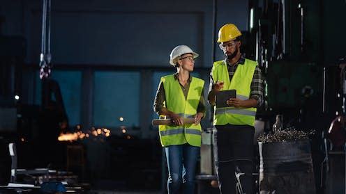 <span class="caption">One of the most common causes of circadian misalignment is shift work.</span> <span class="attribution"><a class="link " href="https://www.shutterstock.com/image-photo/industrial-inspectors-doing-general-check-indoors-2075717494" rel="nofollow noopener" target="_blank" data-ylk="slk:Ground Picture/Shutterstock;elm:context_link;itc:0;sec:content-canvas">Ground Picture/Shutterstock</a></span>