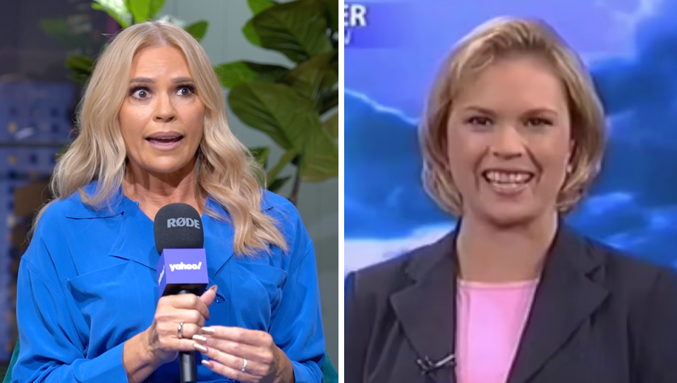 Sonia Kruger in the Yahoo studio / Sonia Kruger presenting the weather in 2000.