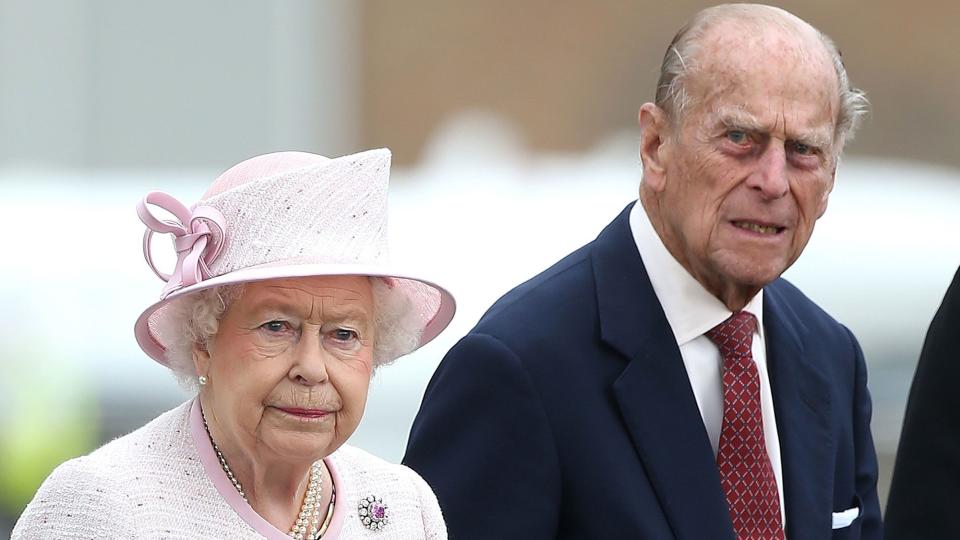 CAMBRIDGE, ENGLAND - JULY 13: Queen Elizabeth II and Prince Philip, Duke of Edinburgh as they open the new East Anglian Air Ambulance Base at Cambridge Airport on July 13, 2016 in Cambridge, England. (Photo by Danny Martindale/WireImage)