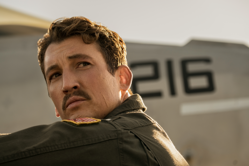 Miles Teller as Lieutenant Bradley "Rooster" Bradshaw in "Top Gun: Maverick."