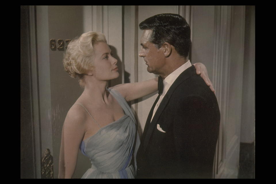 (Original Caption) Grace Kelly and Cary Grant in 'To Catch a Thief' by Alfred Hitchcock. (Photo by Paramount Pictures/Sunset Boulevard/Corbis via Getty Images)