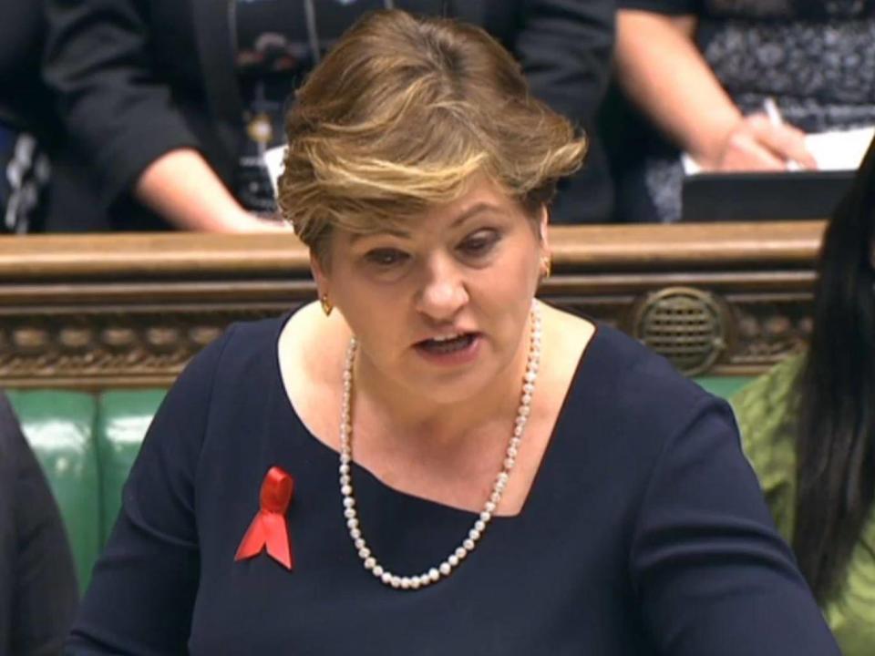 Shadow minister Emily Thornberry speaks during Prime Minister's Questions (PA)