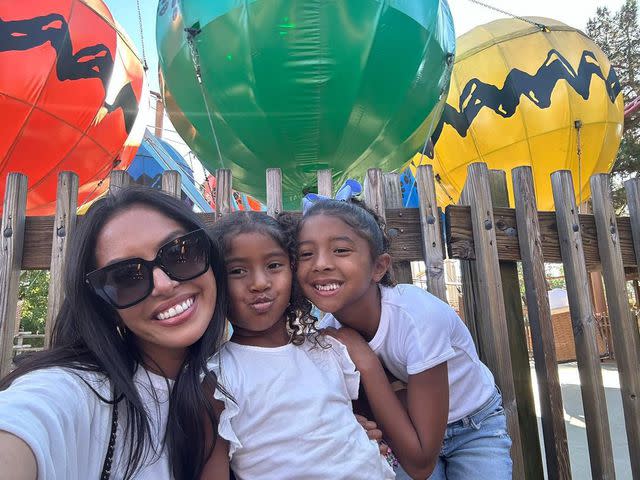 <p>Vanessa Bryant/Instagram</p> Vanessa Bryant and her youngest daughters at Camp Snoopy.