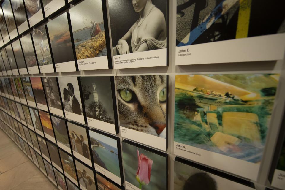 A close-up of cat eyes on display among treasured memories, favorite images and snapshots. (Photo: Gordon Donovan/Yahoo News)