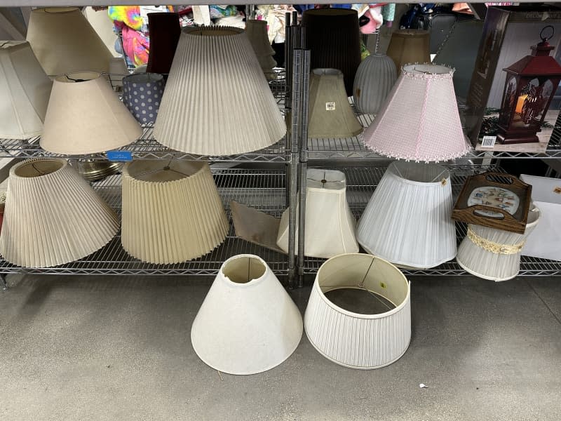 Lamps and Lamp Shades at thrift store.