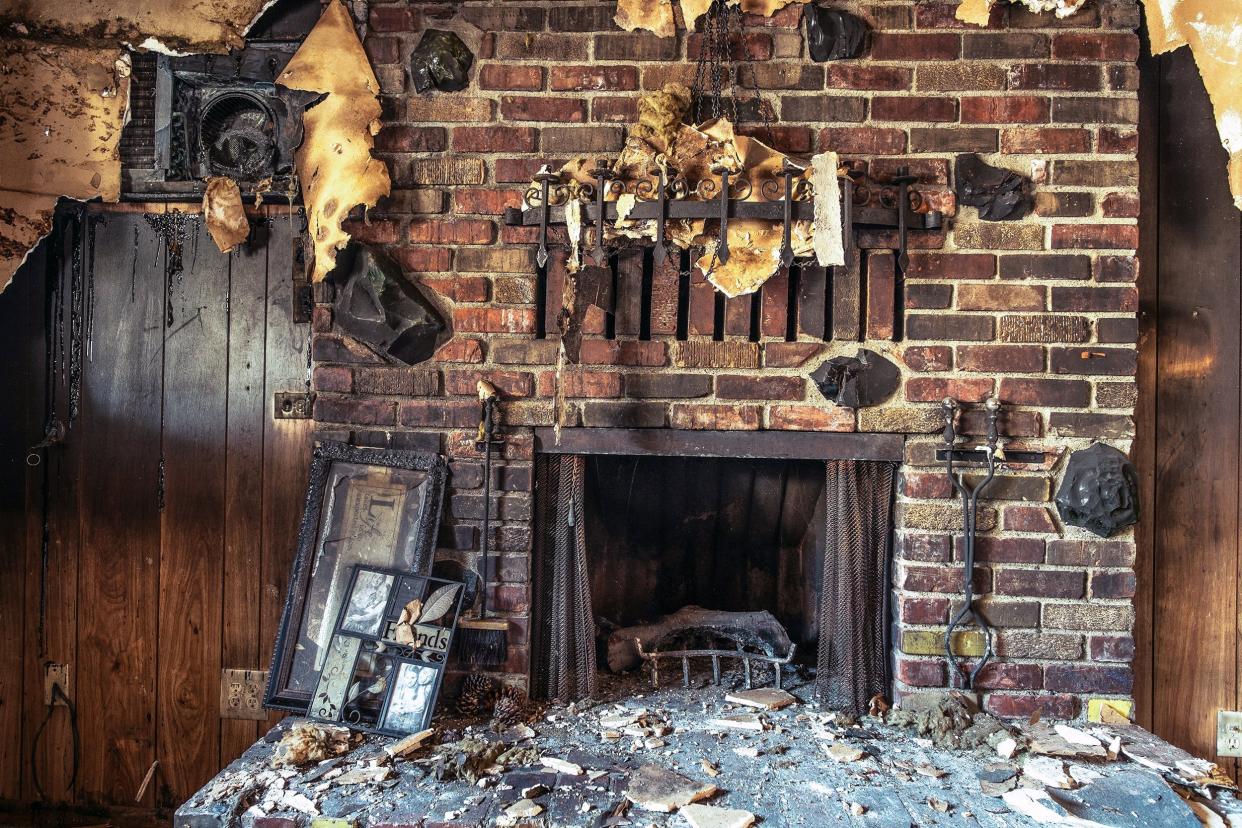 Fire and smoke damage in a house