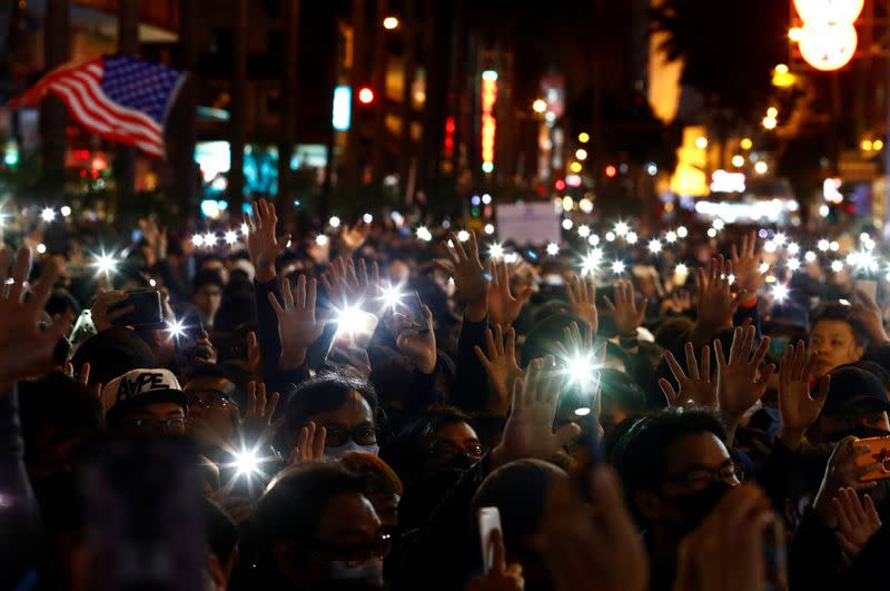 Protesters march for human rights in Hong Kong