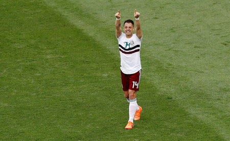 Soccer Football - World Cup - Group F - South Korea vs Mexico - Rostov Arena, Rostov-on-Don, Russia - June 23, 2018 Mexico's Javier Hernandez celebrates scoring their second goal REUTERS/Darren Staples