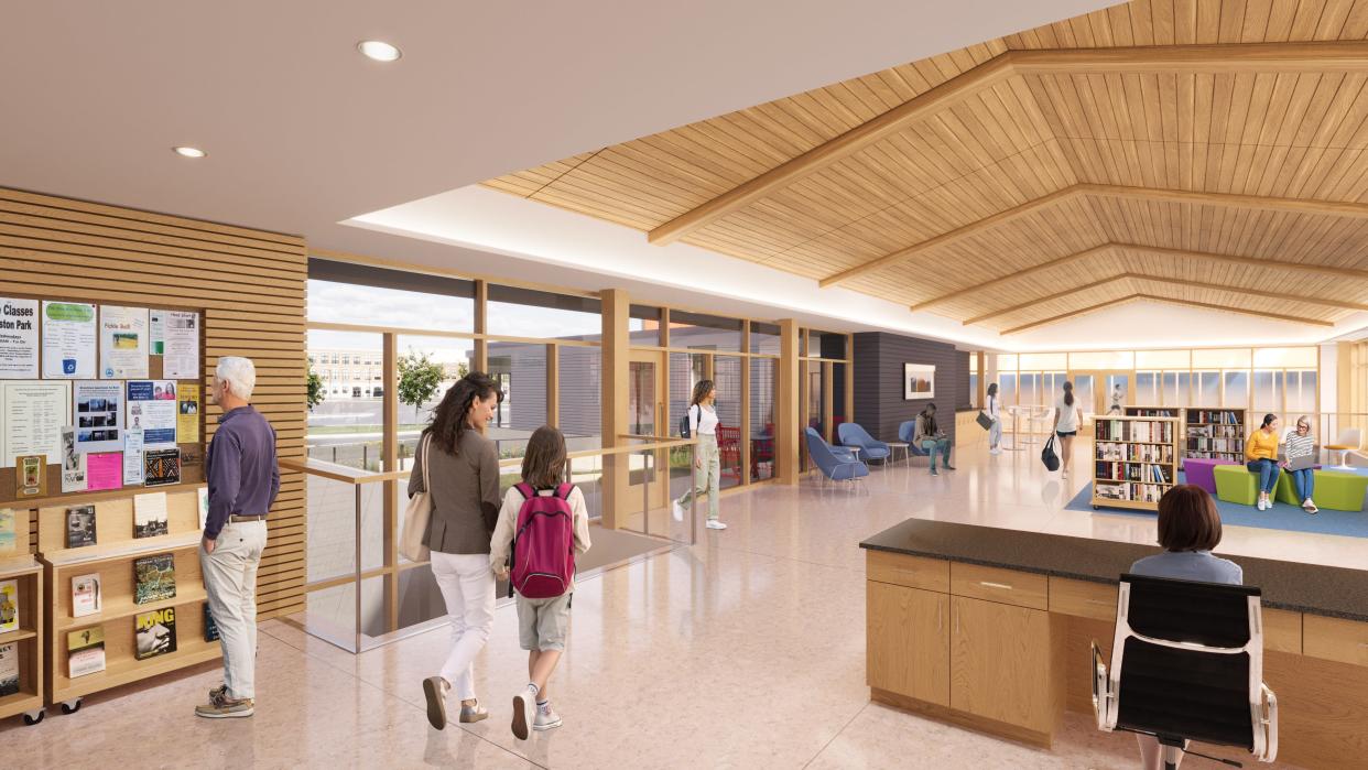 A rendering of the proposed Hampton Hub community center project being spearheaded by the Lane Memorial Library and the Parks and Recreation Department.
