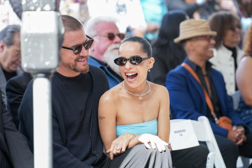 Channing Tatum and Zoë Kravitz attend the Lenny Kravitz Hollywood Walk of Fame Star Ceremony on March 12, 2024 in Hollywood, California.