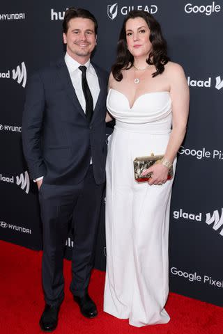 <p>Mark Von Holden/Variety via Getty</p> Jason Ritter and Melanie Lynskey attend the 35th Annual GLAAD Media Awards