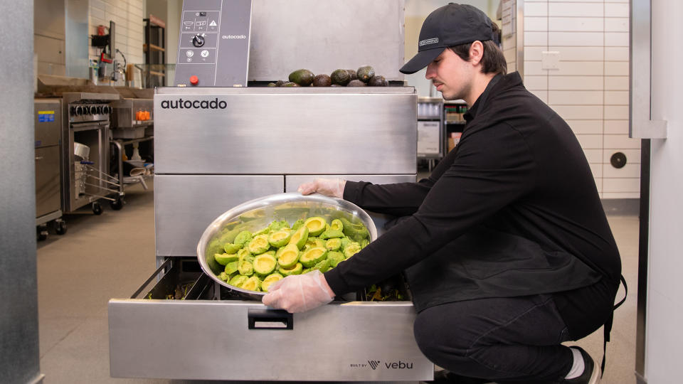 Chipotle Mexican Grill  announced Autocado, an avocado processing cobotic prototype developed in collaboration with Vebu. (COURTESY: Chipotle) 