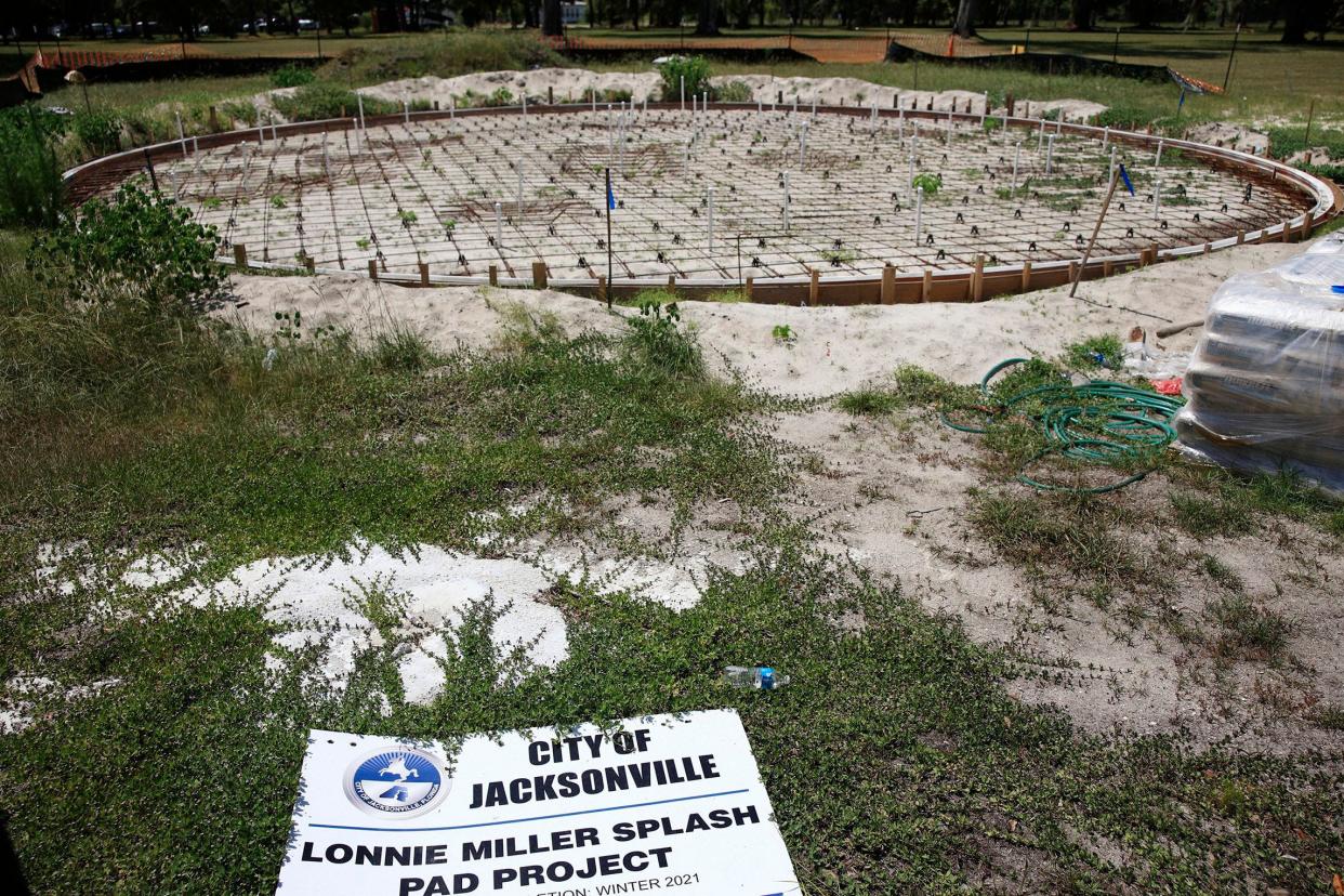 A splash pad is nearing completion at Lonnie C. Miller Sr. Regional Park. When completed the park will join several others in the city's park system with splash pad water features.