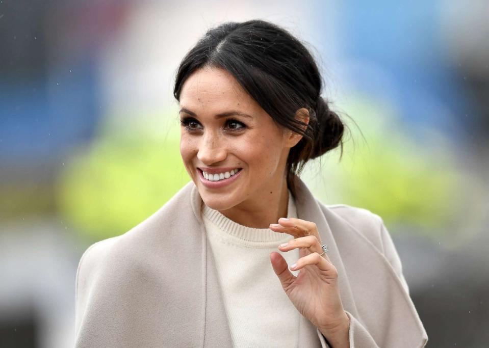 PHOTO: Meghan Markle is seen ahead of her visit with Prince Harry to the iconic Titanic Belfast during their trip to Northern Ireland on March 23, 2018 in Belfast, Northern Ireland. (Charles McQuillan/Getty Images)