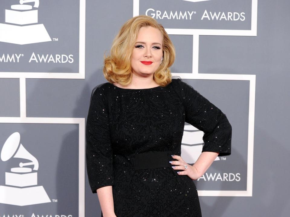 Adele at the 2012 Grammys, months after receiving vocal surgery (Getty Images)