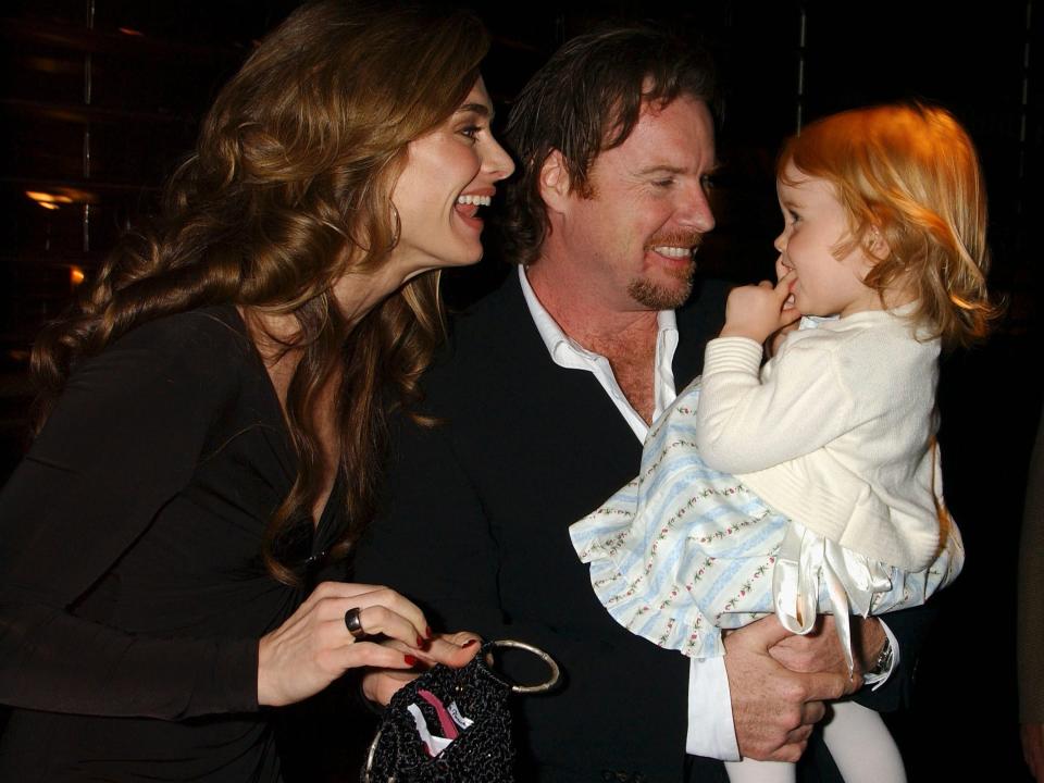 Brooke Shields, husband Chris Henchy, and their daughter Rowan 2005 in London, England.