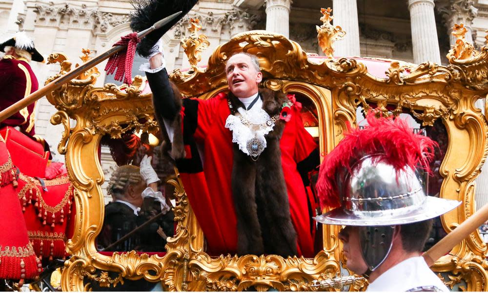 Charles Bowman waves at the crowds at the Lord Mayor’s show