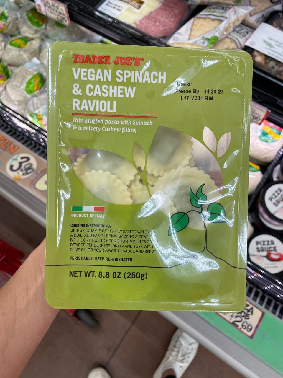 Vegan ravioli from Trader Joe's.