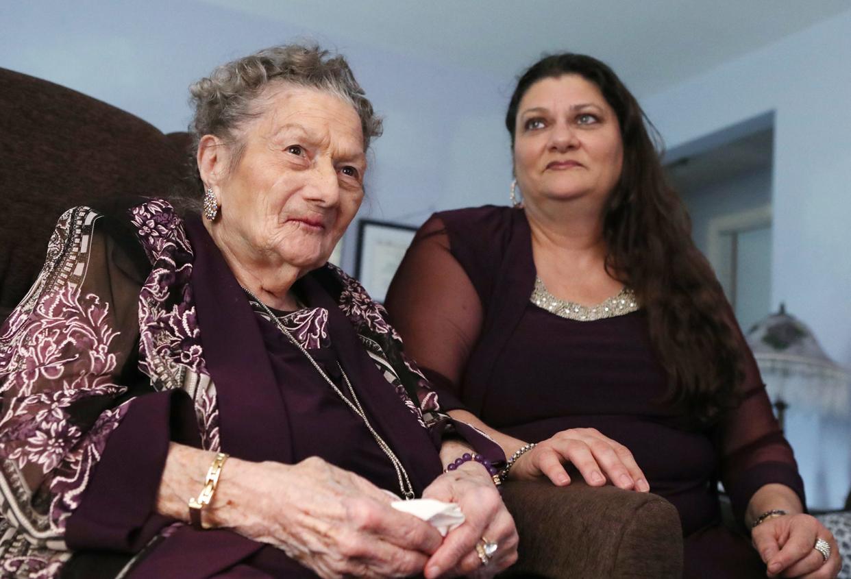 Eva Mae Brown, who turns 93 on Mother's Day, and her daughter Angela Brown talk about Eva Mae's life and how they share a birthday together at their home in Cuyahoga Falls on Friday, May 3, 2024.