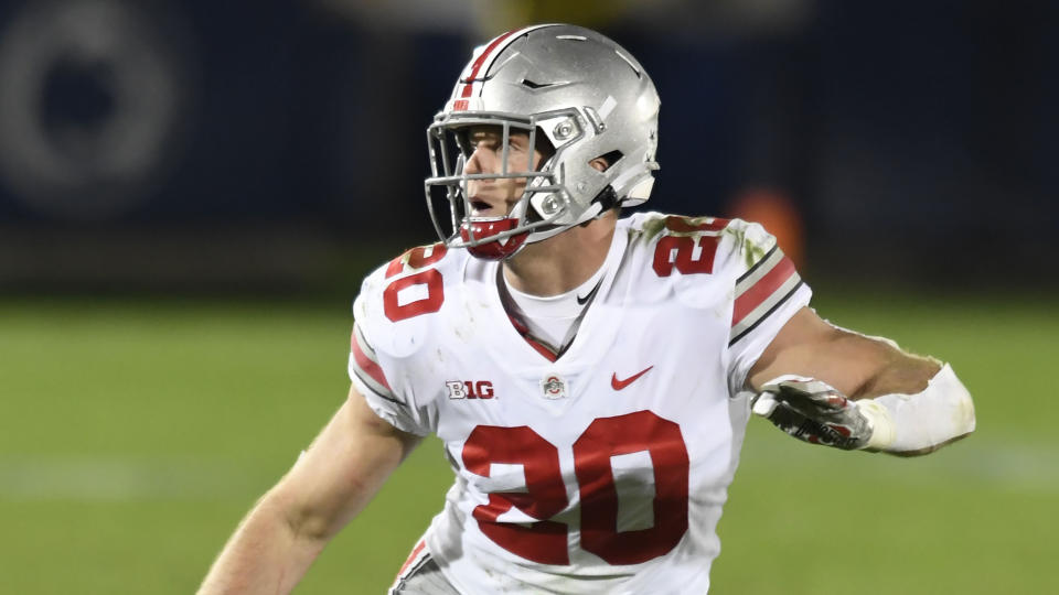 Ohio State linebacker Pete Werner isn't at the Senior Bowl but is a well-respected NFL draft prospect. (AP Photo/Barry Reeger)