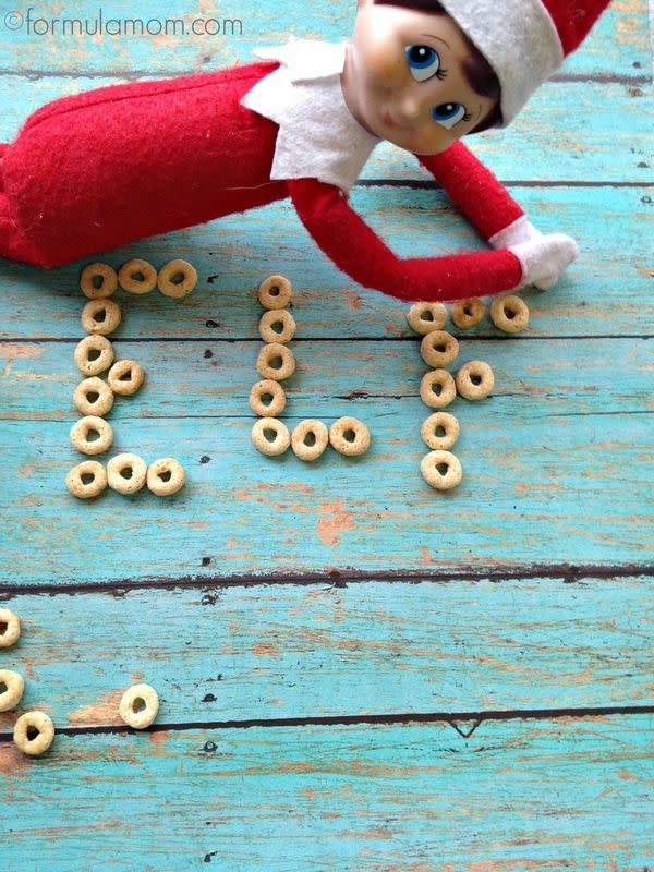 Elf on the Shelf Spelling With Cereal